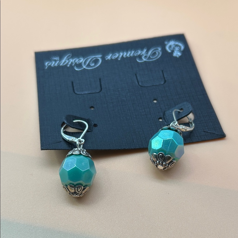Premier Designs Silver and Teal Earrings